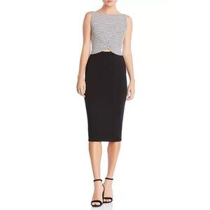 Bailey 44 Striped Cutout Bodycon Dress Black White Business Casual Party Size XS